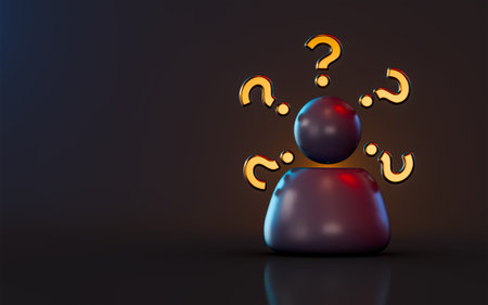 user question mark icon on dark background 3d render concept for thinking person confusion