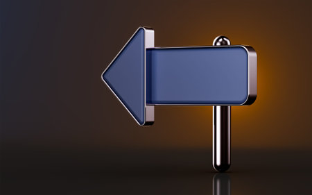 left side board arrow icon on dark background 3d render concept for direction way using rode side