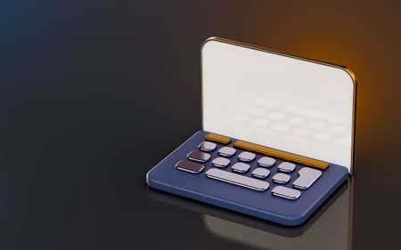 laptop floating notebook icon on dark background 3d render concept for work in office and homeの写真素材