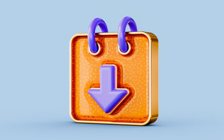 calendar down arrow icon 3d render concept for time date schedule save information download