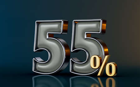 55 percent discount mega sell offer glass effect on dark background 3d render concept for shoppingの写真素材