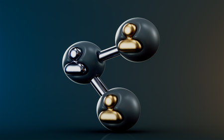 user connection icon on dark background 3d render concept for Business communications corporationの写真素材