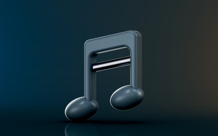 music icon on dark background 3d render concept for Decoration element of song festivalsの写真素材