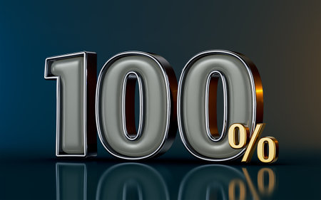 100 percent discount mega sell offer glass effect on dark background 3d render concept for shoppingの写真素材
