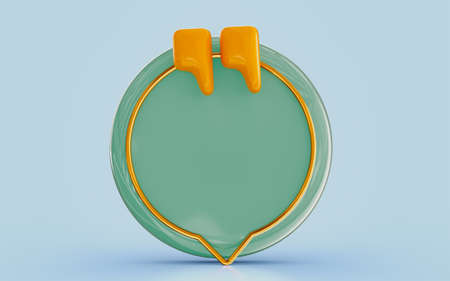 text quote speech blank comma quotation word message bubble symbol or information 3d render iconの写真素材