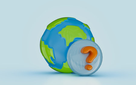 world question mark badge sign global information confusion asking problem interrogation 3d render