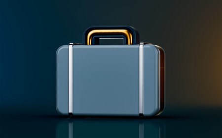 briefcase icon on dark background 3d render concept for business office work important file carryの写真素材