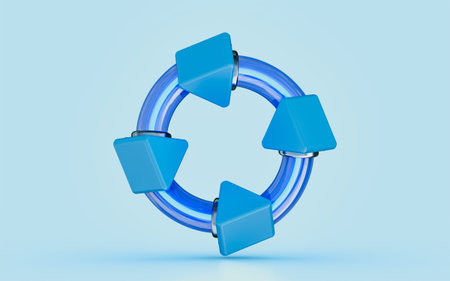 reflective circular sign business diagram financial graph process circle 3d render icon glass effect