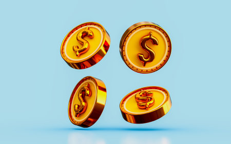 dollar coin 3d illustration money savings bank account marketing payment business profit currencyの写真素材