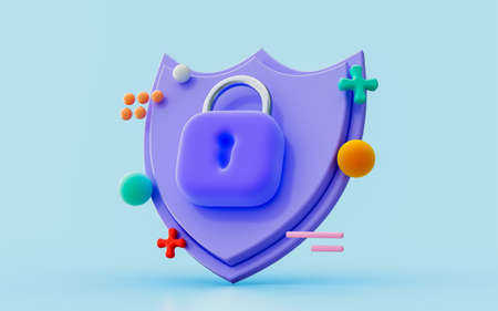 security shield lock 3d illustration internet privacy virus malware attack mobile smart phoneの写真素材