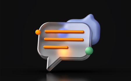 glass morphism chat massage icon with colorful gradient light on dark background 3d render