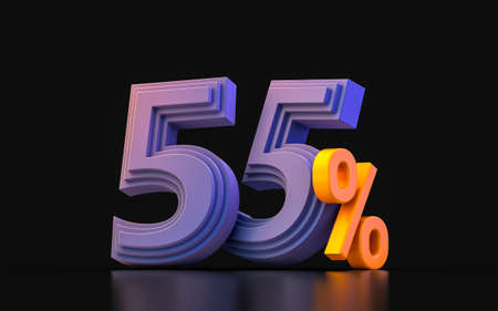 black Friday dark 55 percent discount number sale banner 3d render conceptの写真素材