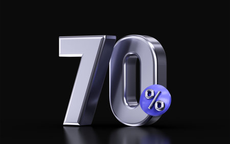 black Friday 70 percent discount metallic on dark background 3d render concept for big sale offer