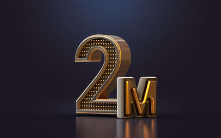 gold luxury Thank you for 2 millions followers online social banner happy celebration 3d renderの写真素材
