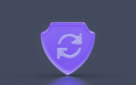 security shield rotation sign minimalistic look on dark background 3d render concept for scanningの写真素材