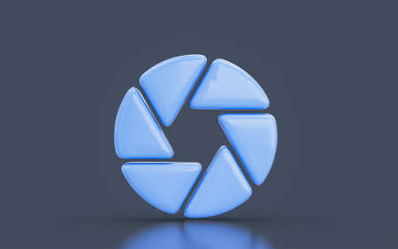 camera lance sign minimalistic look on dark background 3d render concept for clicking pictureの写真素材