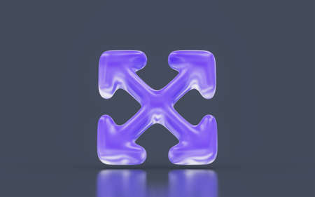 four corner angle arrow sign minimalistic look on dark background 3d render concept for directionの写真素材