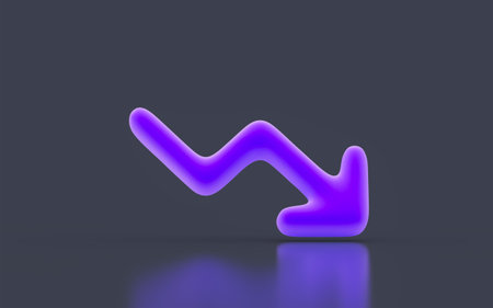 chart down arrow sing minimalistic look on dark background 3d render concept for decreasable marketの写真素材