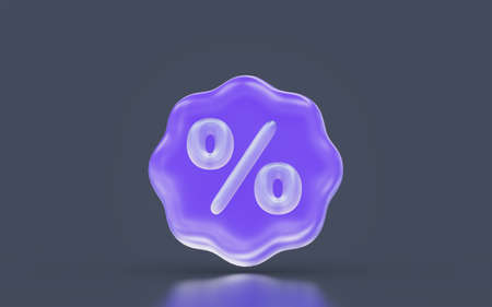 percentage sign minimalistic look on dark background 3d render concept for shopping discountの写真素材