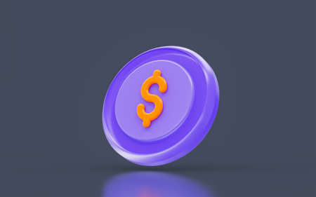 dollar sign minimalistic look on dark background 3d render concept for international currencyの写真素材