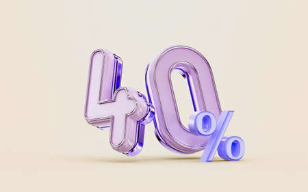 mega shopping offer 40 percent discount metallic glossy 3d render concept for holiday festivalの写真素材