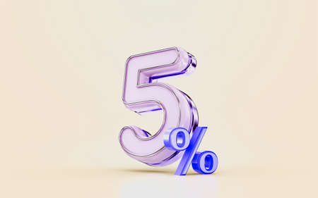 mega shopping offer 5 percent discount metallic glossy 3d render concept for holiday festivalの写真素材