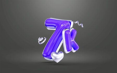purple color Thank you for 7k followers online social banner happy celebration 3d render