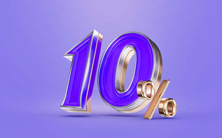 10 percent discount offer purple color number and background 3d render concept for big shoppingの写真素材