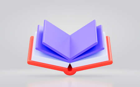 open book sing cartoon look 3d render concept for reading story learn knowledge dictionaryの写真素材