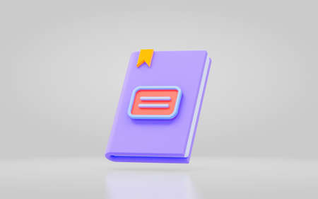 notebook sign cartoon look purple color 3d render concept for education lecture important knowledgeの写真素材