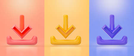 download sign red yellow and purple color 3d render concept for save information store dataの写真素材