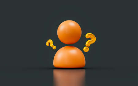 user question mark sign on dark background 3d render concept for planning thinking and confusionの写真素材