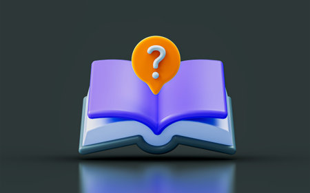 book sign with question mark on dark background 3d render concept for text subject confusion
