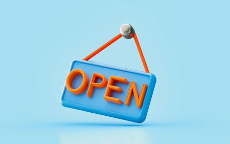 open signboard 3d render concept for office shopping mall restaurant bank hour time before closeの写真素材