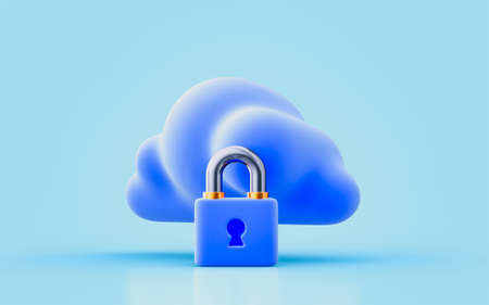 cloud sign with lock 3d render concept for file data information safety secure protectionの写真素材