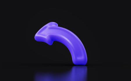 left curve arrow sign on dark background 3d render concept for direction signal location mark