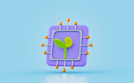 processor sign cartoon look 3d render concept for processing unit work in computerの写真素材