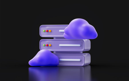 storage with cloud sign on dark background 3d render concept for multimedia database networkの写真素材