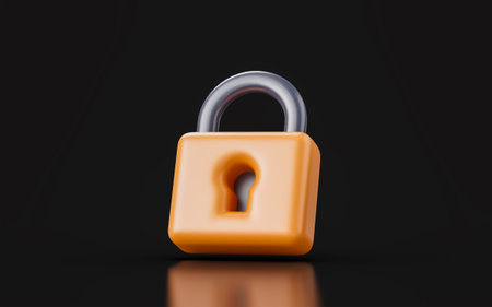 lock sing on dark background 3d render concept for protection safeguard securityの写真素材