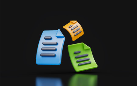 document file sign on dark background 3d render concept for financial paperwork projectの写真素材