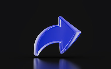 redo arrow sign glass morphism on dark background 3d render concept for next  skip shortcutの写真素材