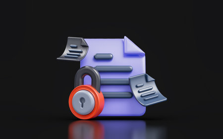 document with lock sign on dark background 3d render concept for protect passwordの写真素材