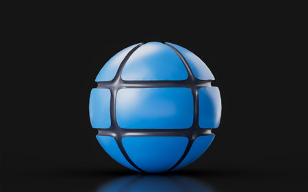 globe sign on dark background 3d render concept for world grid earth internet access