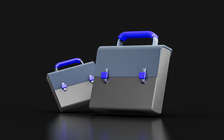 briefcase sign on dark background 3d render concept for business And traveling carry