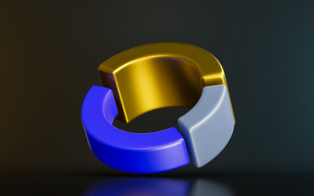 pie chart sign on dark background 3d render concept for business data analyzeの写真素材