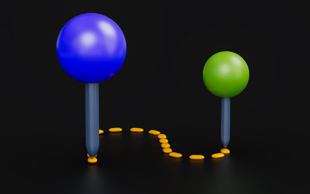 marker sign on dark background 3d render concept for marking place holder finding locationの写真素材