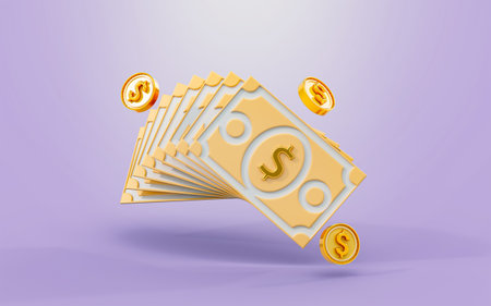 dollar note coin sign 3d render concept for international currency money income trade