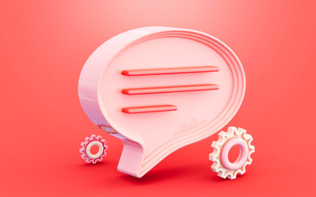 Setting cogwheel icon with Bubble Message sign technical solution 3d illustration backgroundの写真素材