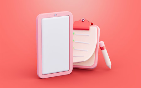 smart phone checklist notepad checkmark pen 3d illustration Successful completion of business tasks
