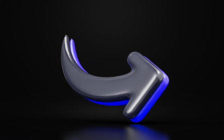 right curve arrow sign on dark background 3d render concept for direction signal using map